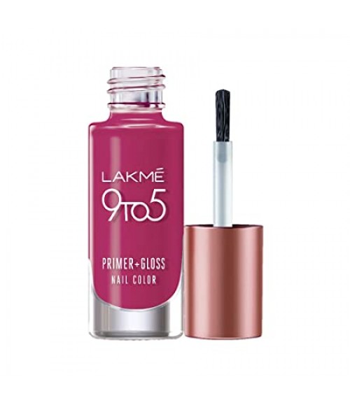 Lakme 9 To 5 Primer + Gloss Nail Color Magenta Mix 6 Ml